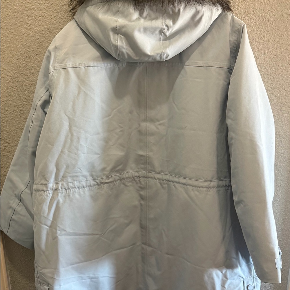 Lands' End Women's Sky Blue Heavy Weight Coat with Faux Fur Trim size 2X NWT - Picture 2 of 12